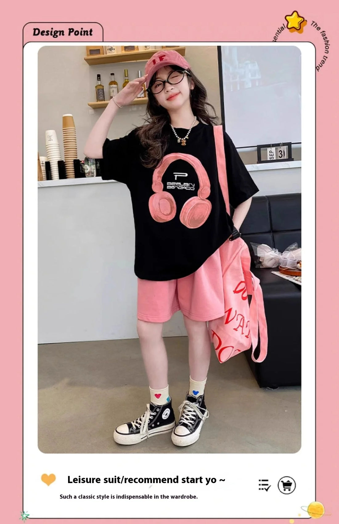 Girls Summer T-Shirt Short-Sleeved Suit Korean Version