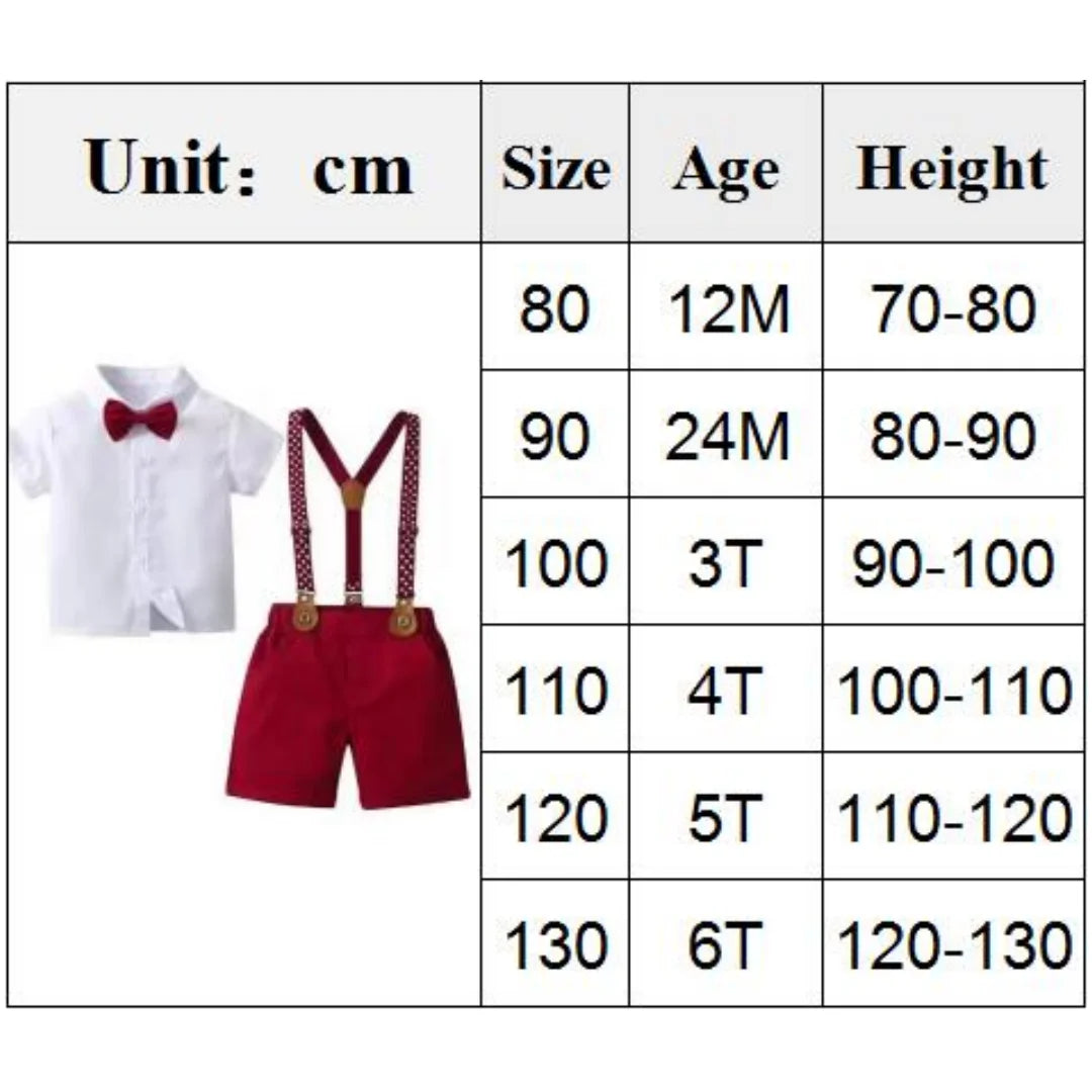 Boy Wedding Summer Clothes Star Print Suspender Set.
