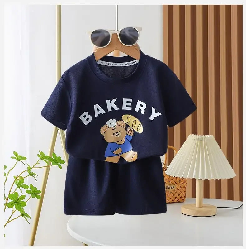 2Pcs Children Tshirt Shorts Sets Baby Summer Clothes.