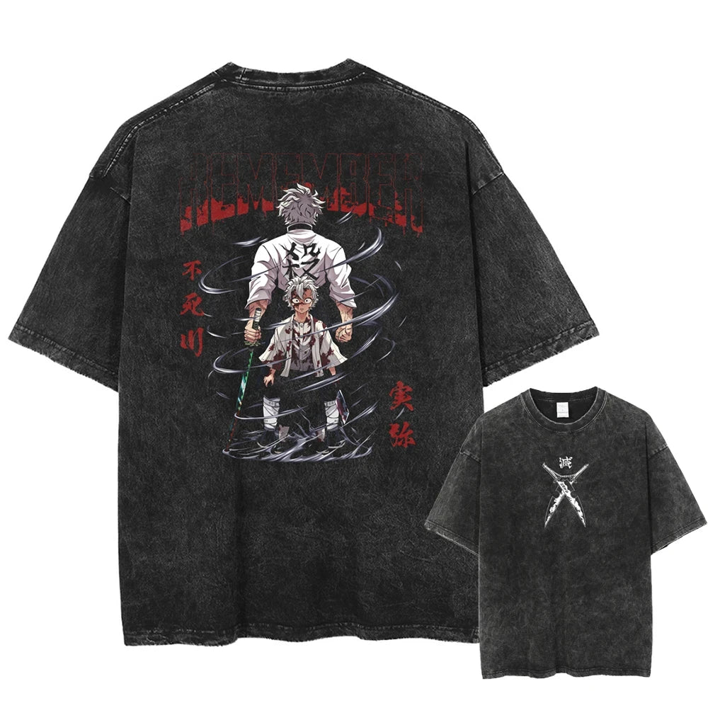 Summer Washed Black Tshirt Harajuku Cotton Tees Tops