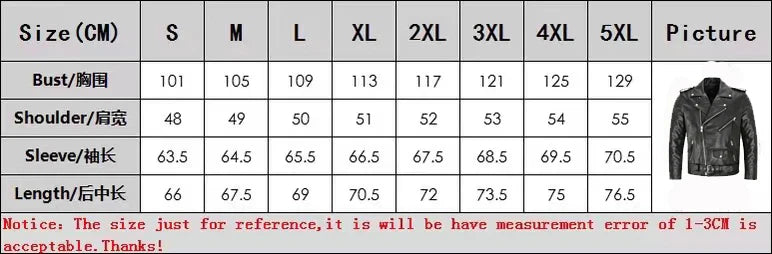 Men PU Leather Jacket Motorcycle Fashion Slim Fit