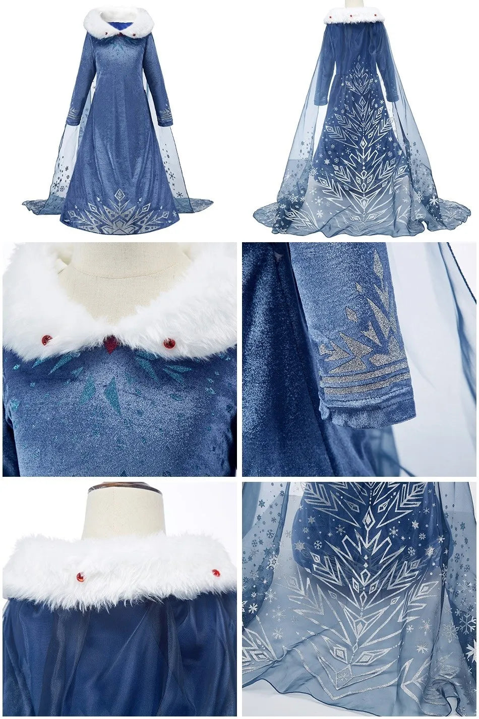 Cinderella Anna Elsa Costume Children Princess Dress for Girls.