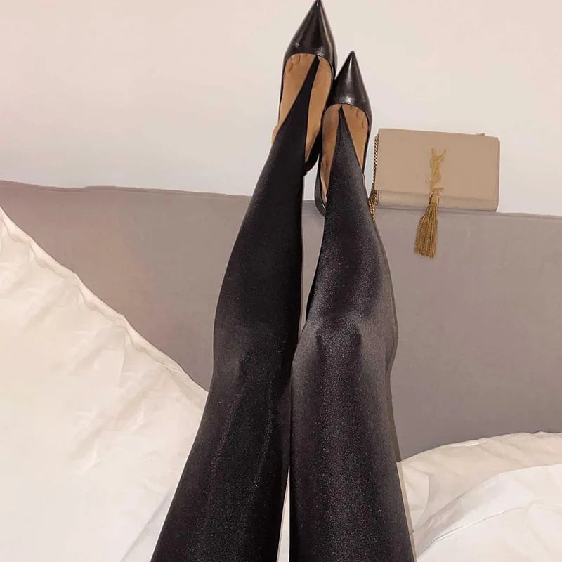 Korean Fashion Winter Black High Waisted Skinny Y2K Women Pants.