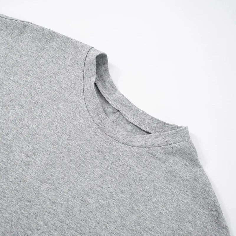 Fashion Casual Solid Gray Cropped T-shirt