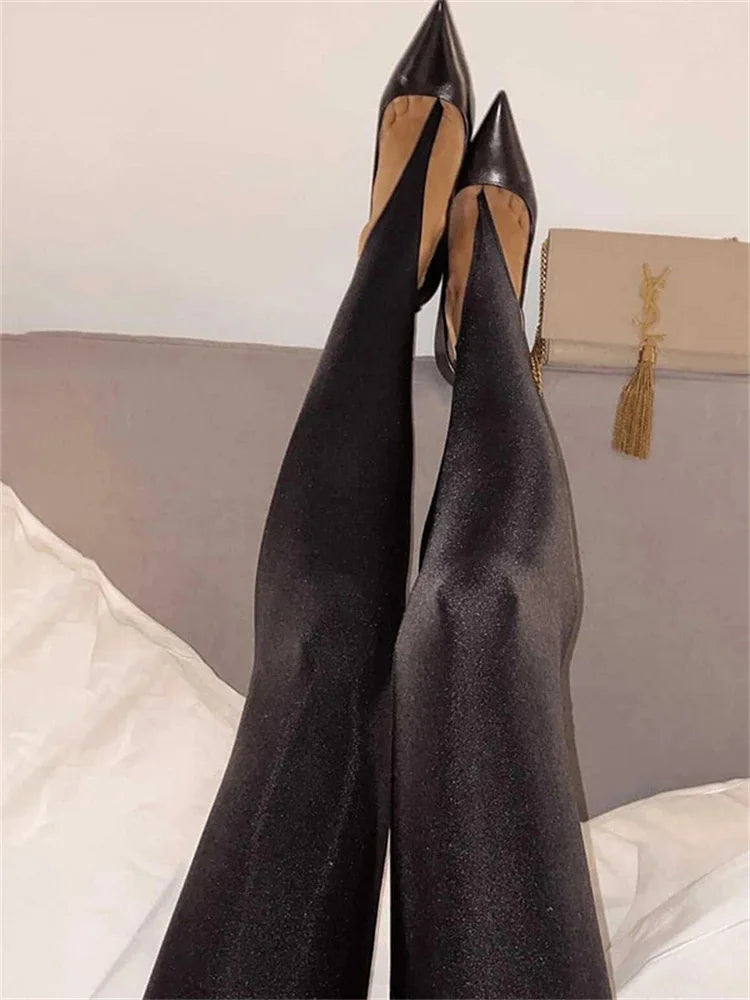 Korean Fashion Winter Black High Waisted Skinny Y2K Women Pants.