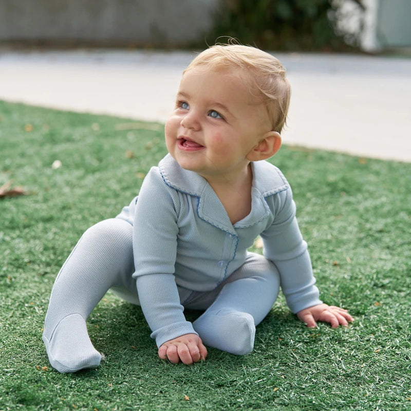 New girl boy set kids fashion clothes baby stretchy with cute collar.