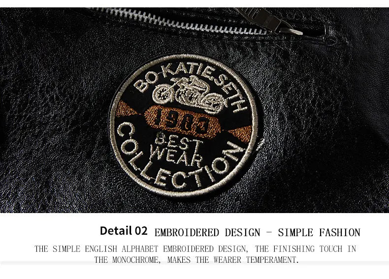 Leather Jacket Men Winter Fleece Motorcycle Faux