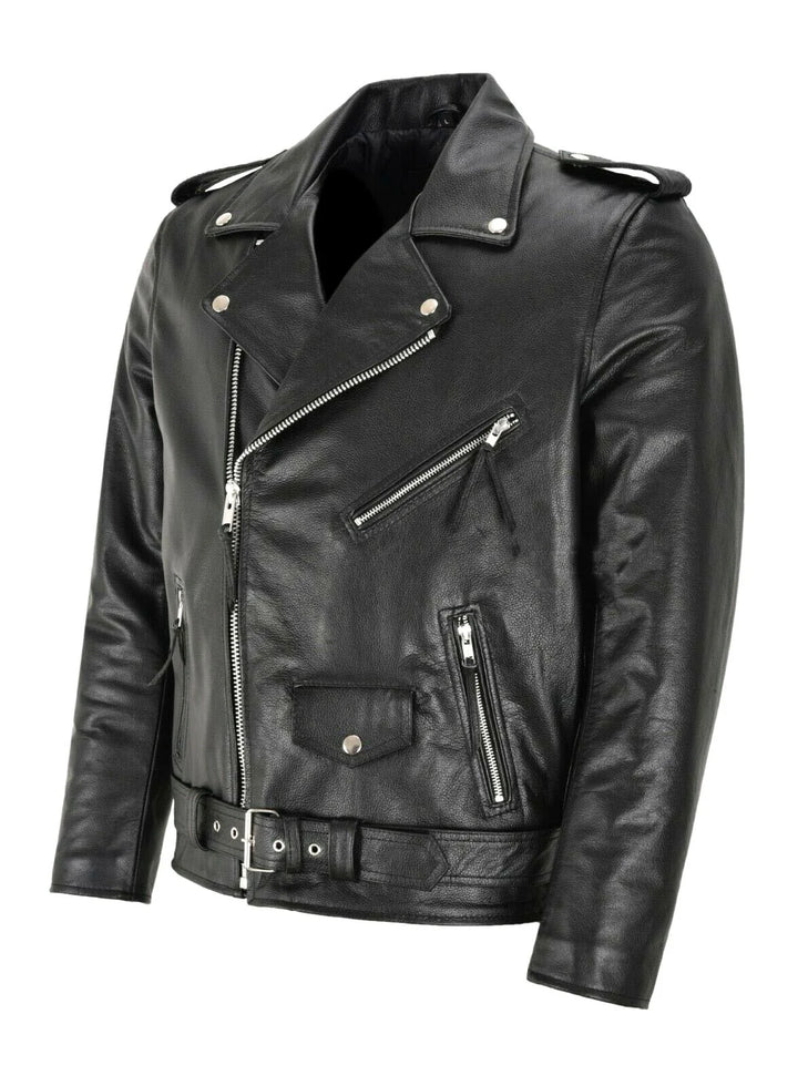 Men PU Leather Jacket Motorcycle Fashion Slim Fit