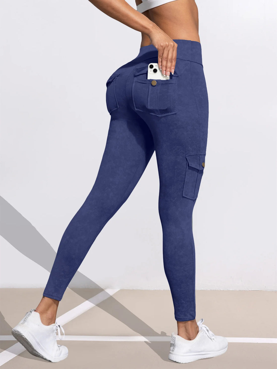 1/3 PCS Washed Print Work Pocket Women Leggings