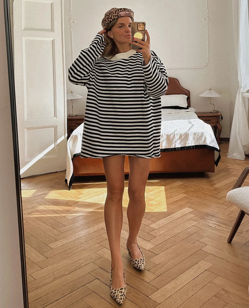 Women's Striped T-shirt 95% Cotton Oversized.