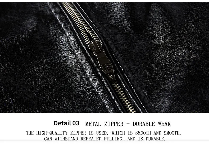 Leather Jacket Men Winter Fleece Motorcycle Faux