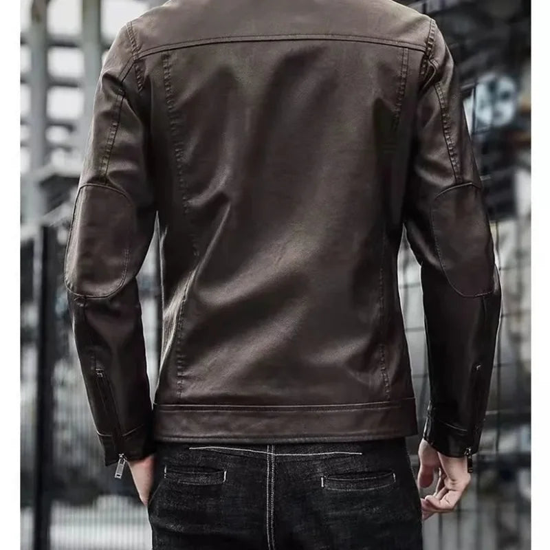 Men Leather Suit Jacket Men Slim Fit Short Coat