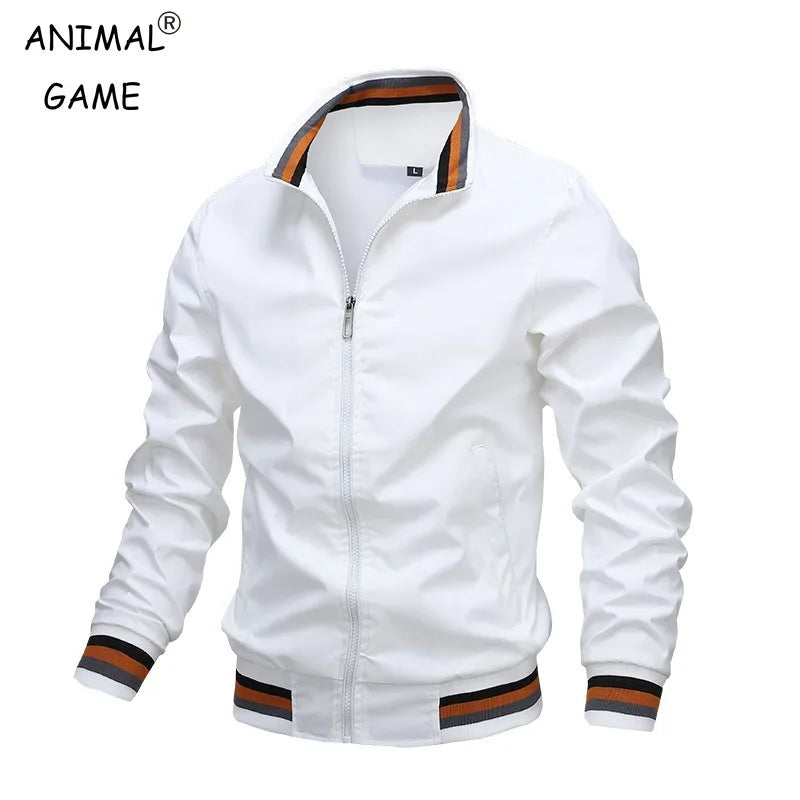 Autumn and Winter Men's Stand Collar Casual Zipper Jacket.