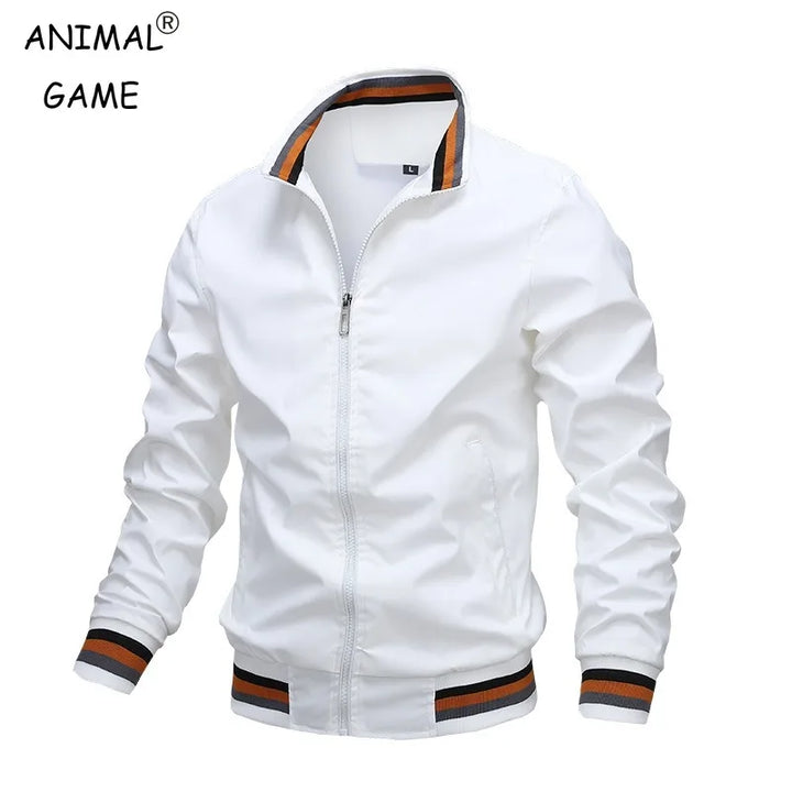Autumn and Winter Men's Stand Collar Casual Zipper Jacket.