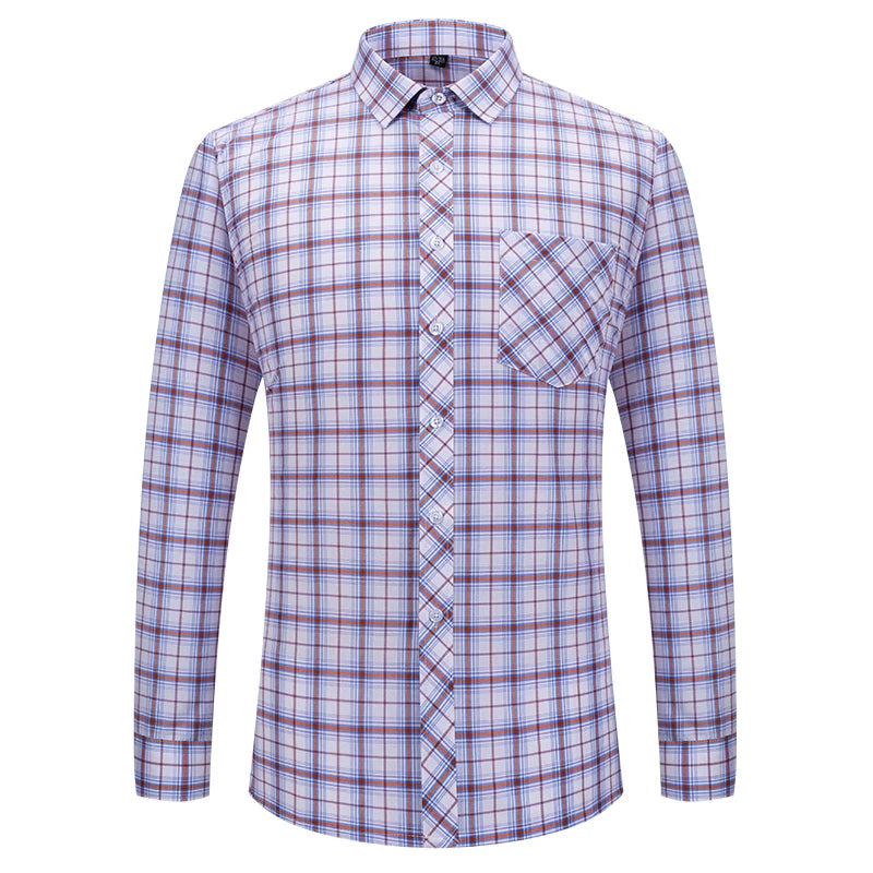 Men's Plaid Shirts Long Sleeve Cotton Checked Shirt