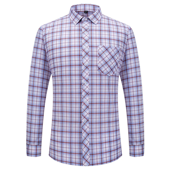 Men's Plaid Shirts Long Sleeve Cotton Checked Shirt