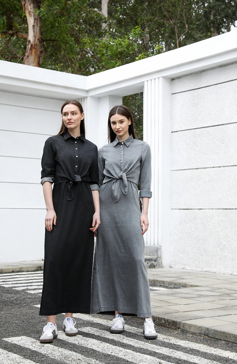 Women Lightweight Denim Wrap Blouse & Slip Dress.