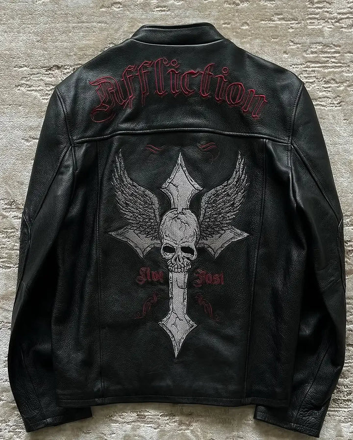 Affliction Jackets New Hip Hop Skull Embroidery Harajuku