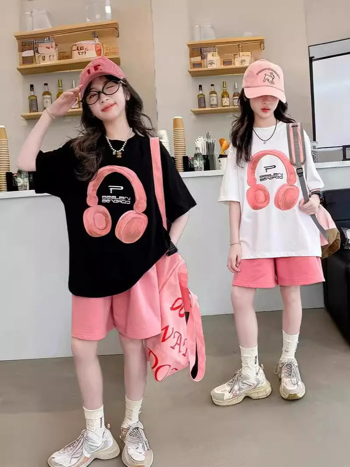 Girls Summer T-Shirt Short-Sleeved Suit Korean Version.
