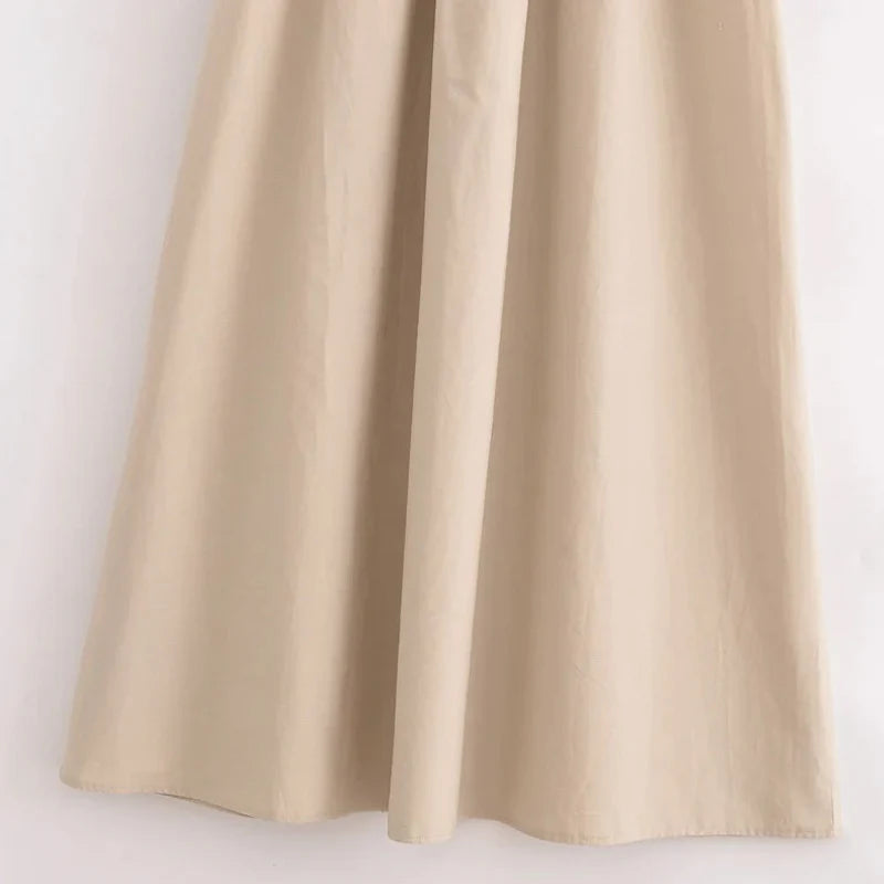 HXAO Khaki Elegant Long Dresses.