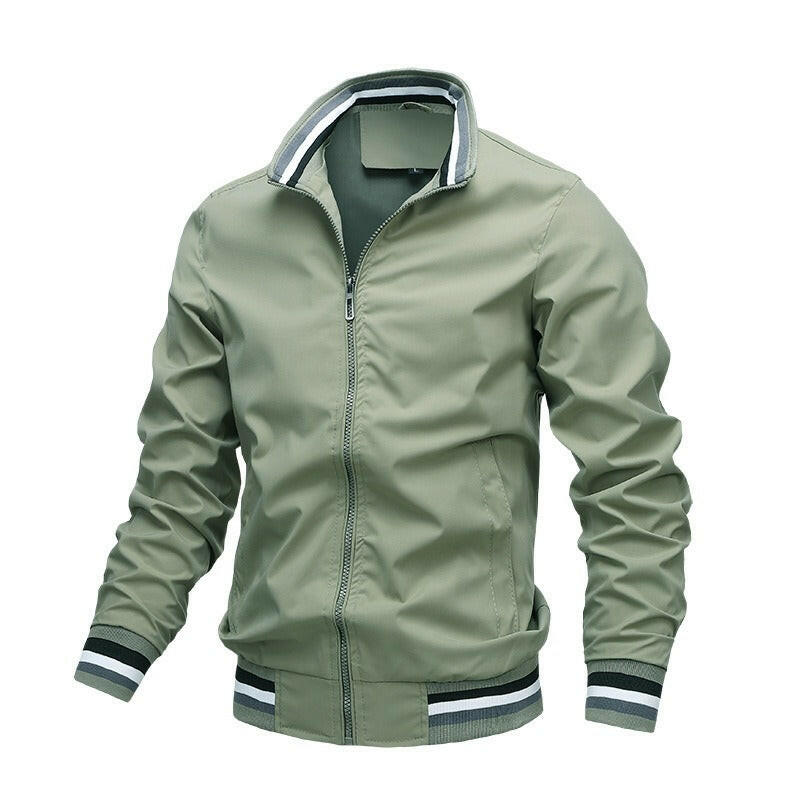 Autumn and Winter Men's Stand Collar Casual Zipper Jacket.