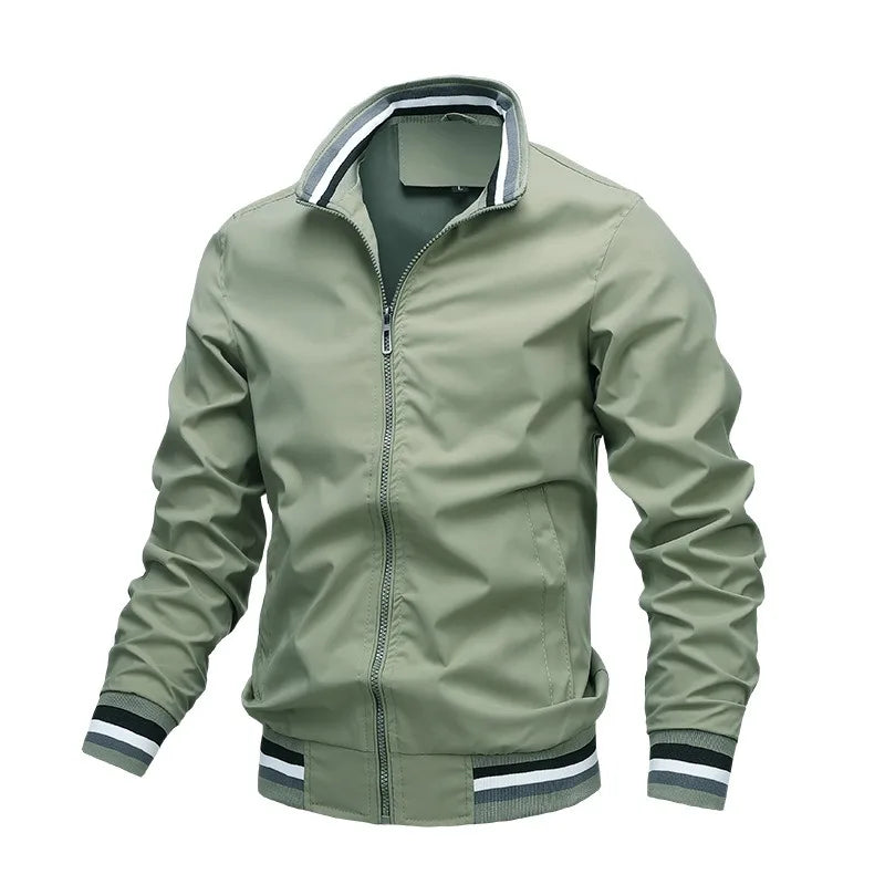 Autumn and Winter Men's Stand Collar Casual Zipper Jacket.