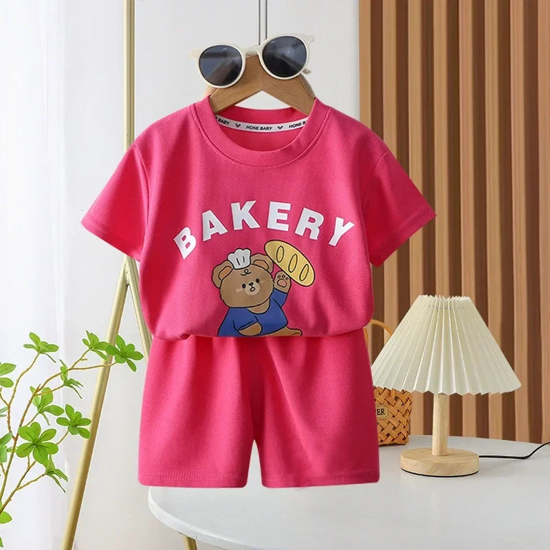 2Pcs Children Tshirt Shorts Sets Baby Summer Clothes.