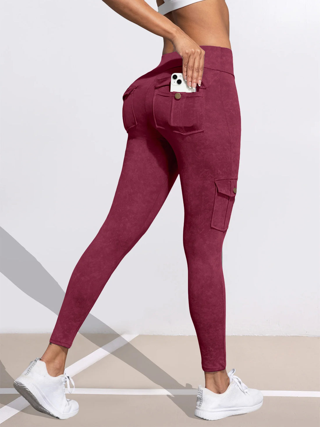 1/3 PCS Washed Print Work Pocket Women Leggings