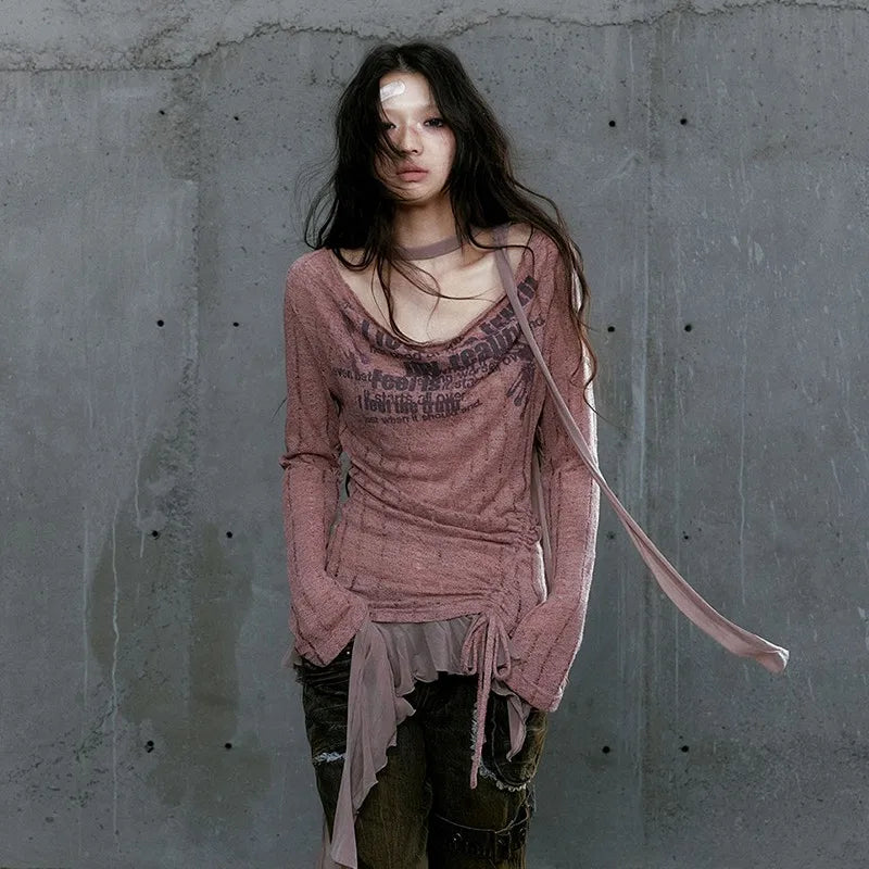 Karrcat Grunge Aesthetics Knitted Tops.