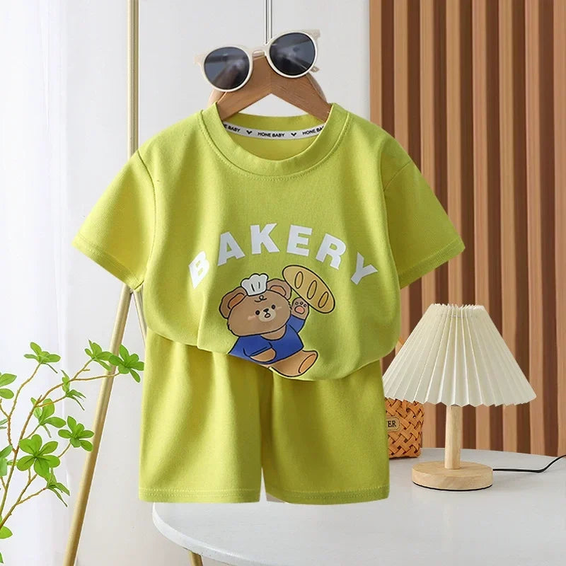 2Pcs Children Tshirt Shorts Sets Baby Summer Clothes.