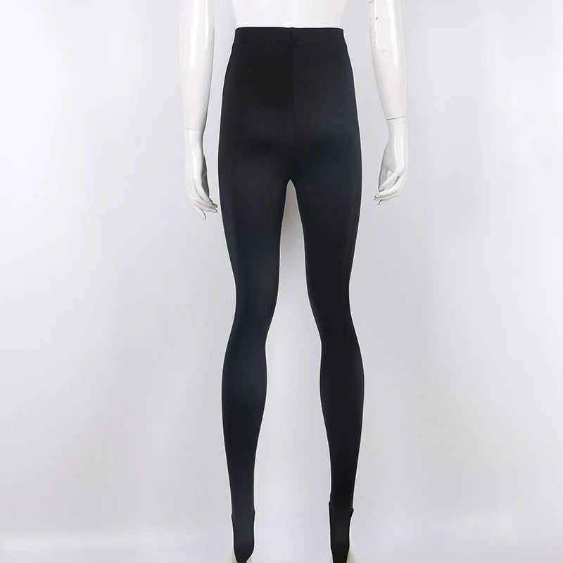 Korean Fashion Winter Black High Waisted Skinny Y2K Women Pants.