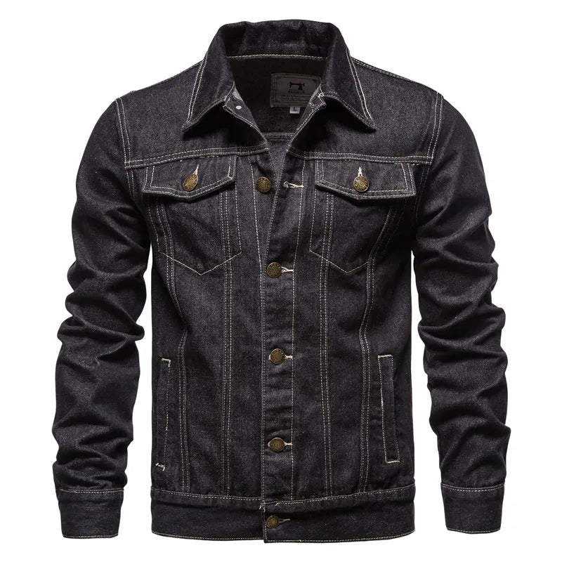 Men Solid Denim Jackets Fashion