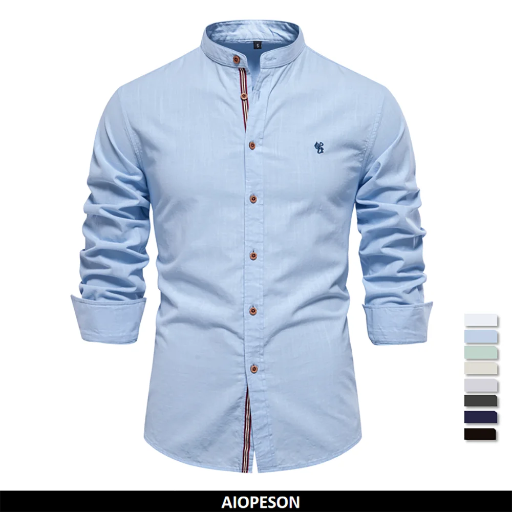 AIOPESON 100% Cotton Social Shirt Men
