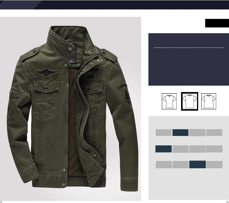 Casual Army Military Jacket Men Plus Size
