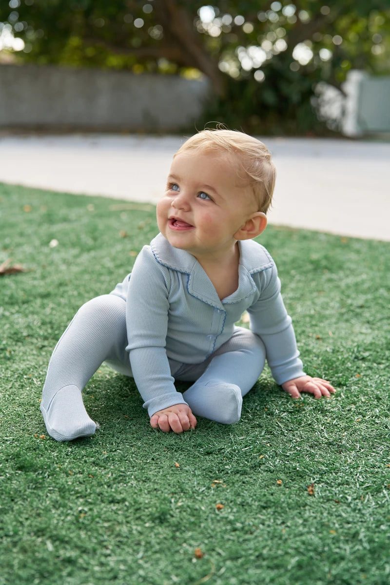 New girl boy set kids fashion clothes baby stretchy with cute collar.