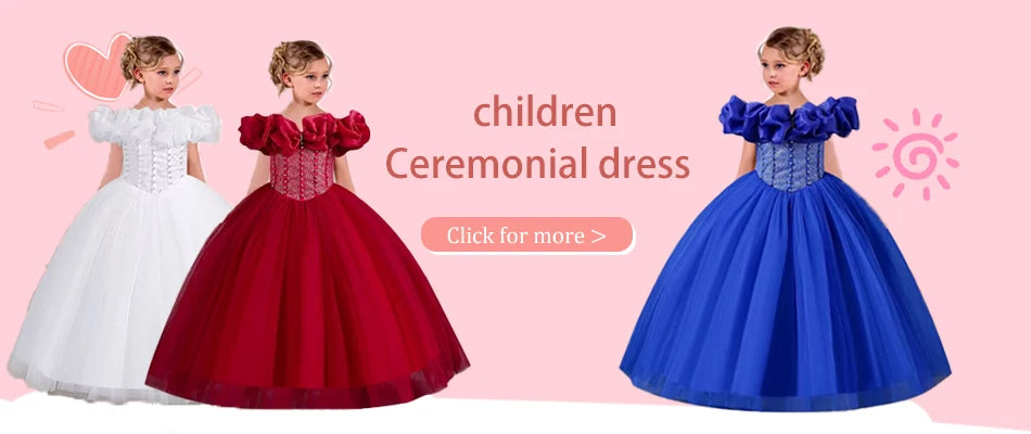 Children Princess Girls Party Wear Kids Christmas Dress.