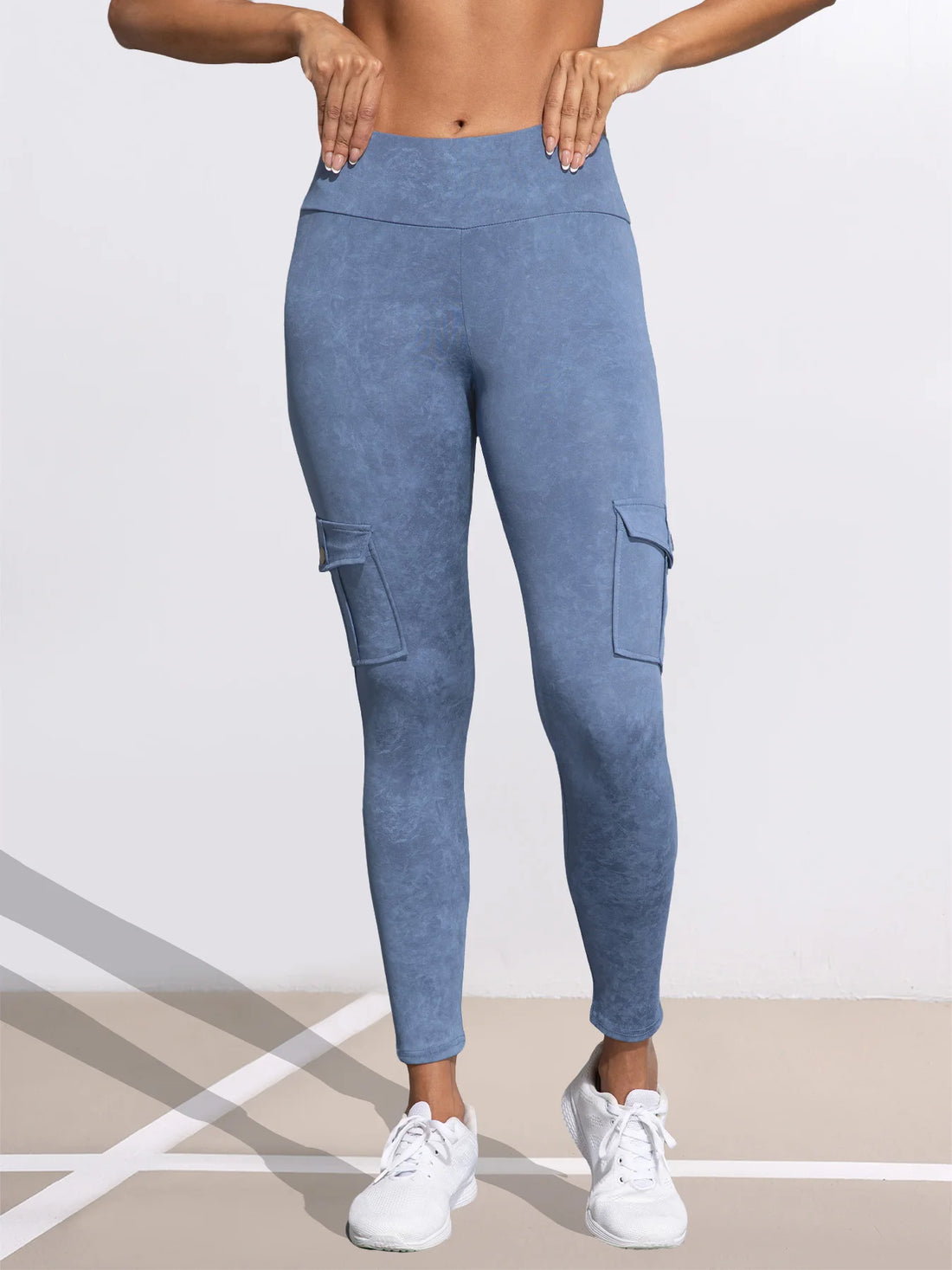 1/3 PCS Washed Print Work Pocket Women Leggings.