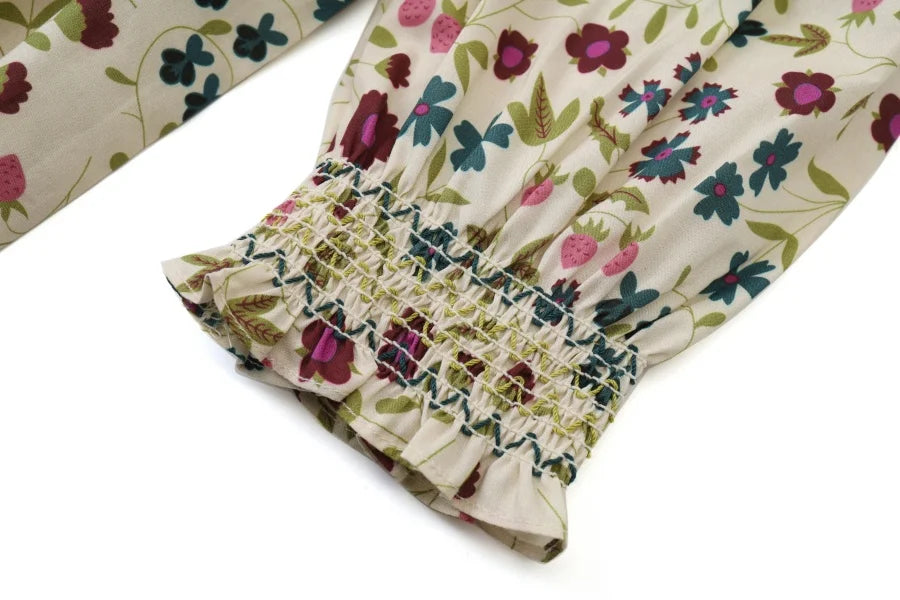 Summer Smocking dress Beige Floral & Cableknit collection for girls