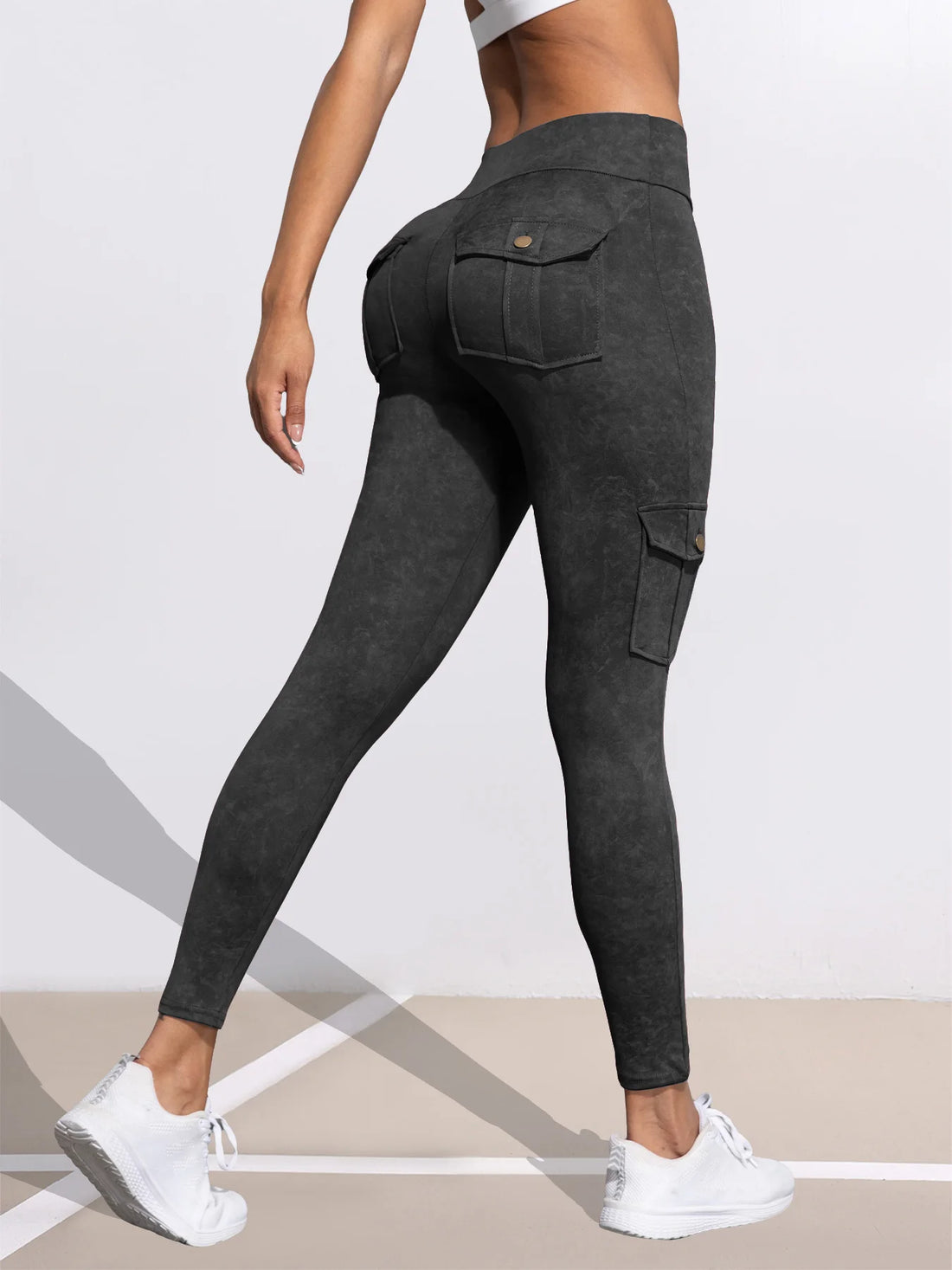 1/3 PCS Washed Print Work Pocket Women Leggings.