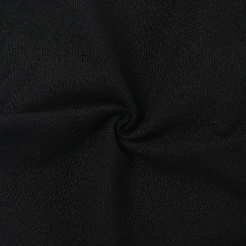 Goth Black Lace Trim Long Sleeve T-Shirts Vintage Sexy