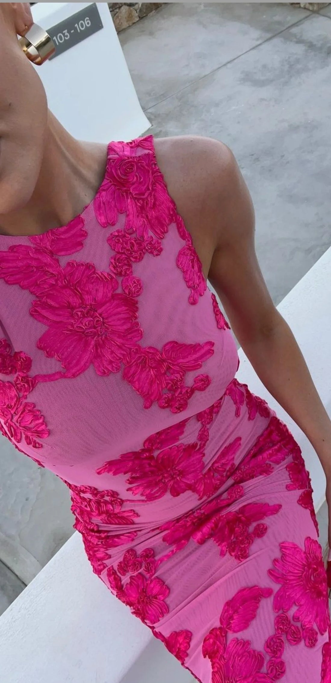 VEITCHE Elegant Women Sleeveless 3d Flowers Party Dress.