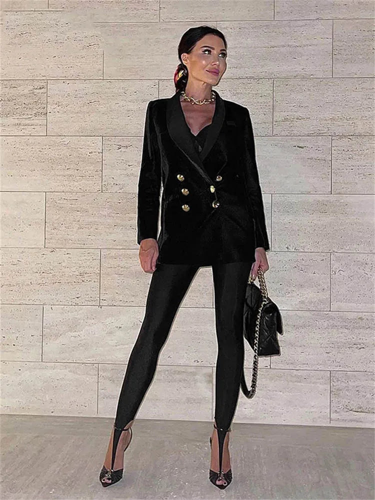 Korean Fashion Winter Black High Waisted Skinny Y2K Women Pants.
