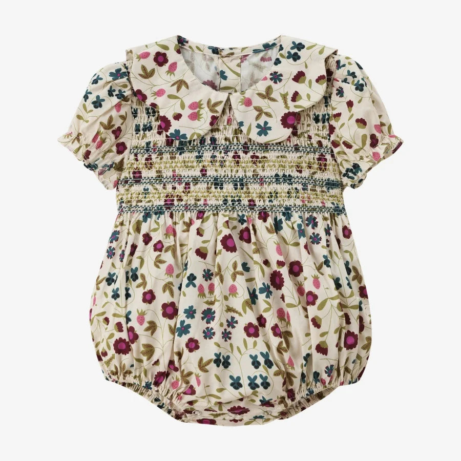 Summer Smocking dress Beige Floral & Cableknit collection for girls