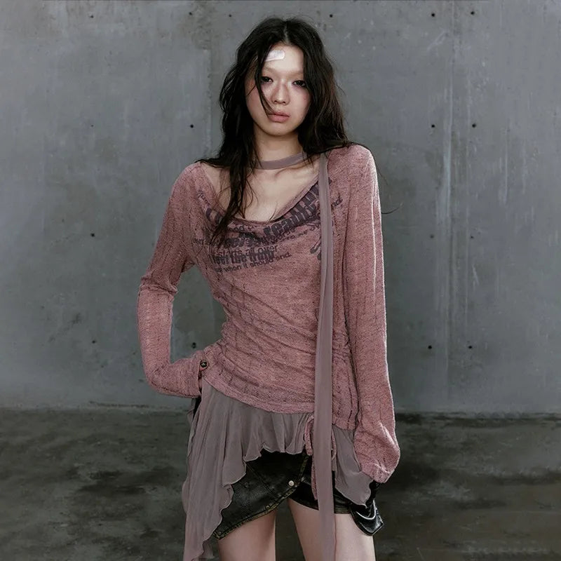 Karrcat Grunge Aesthetics Knitted Tops.