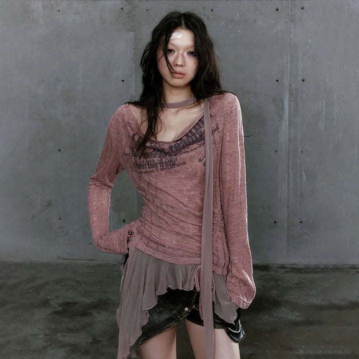 Karrcat Grunge Aesthetics Knitted Tops.
