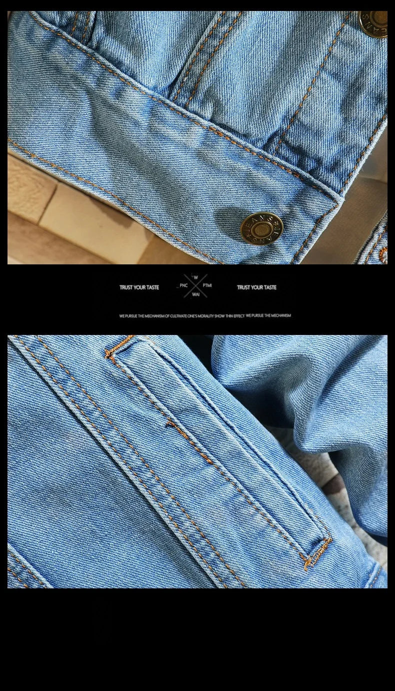 Men Solid Denim Jackets Fashion