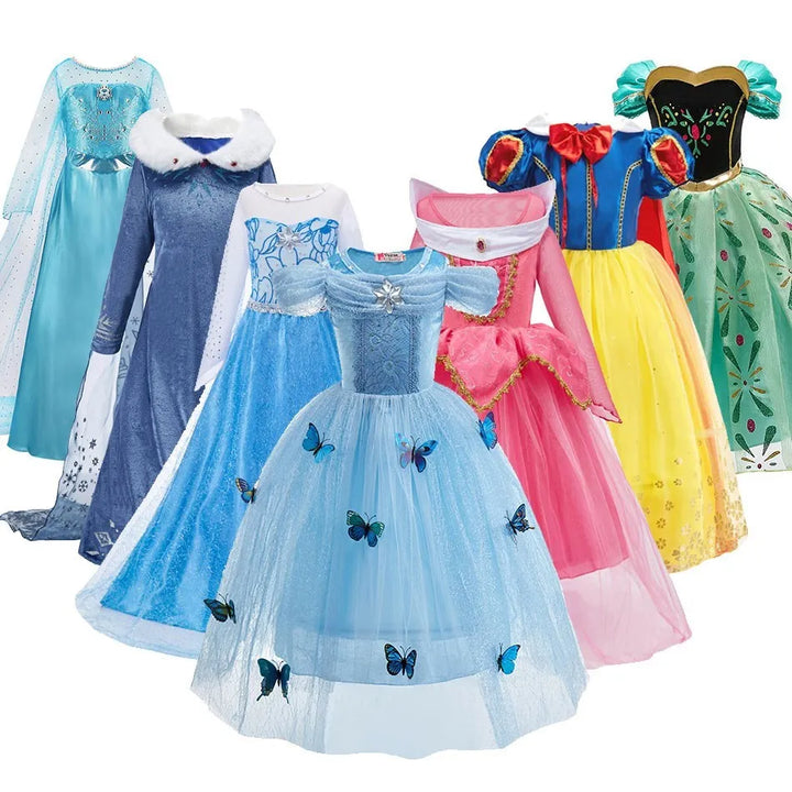 Cinderella Anna Elsa Costume Children Princess Dress for Girls.