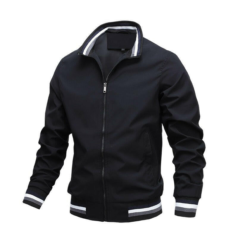 Autumn and Winter Men's Stand Collar Casual Zipper Jacket.