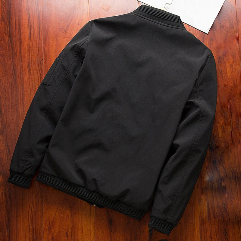 Men Bomber Jacket Thin Slim Long Sleeve baseball Jackets Mens.