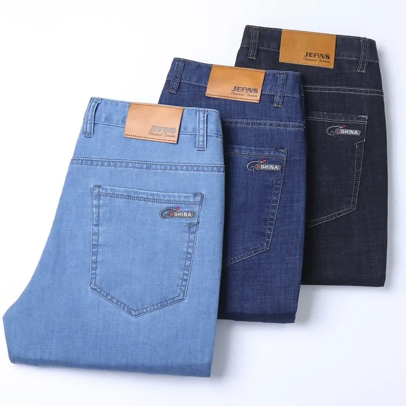 New Ice Silk Thin Denim Jeans For Men